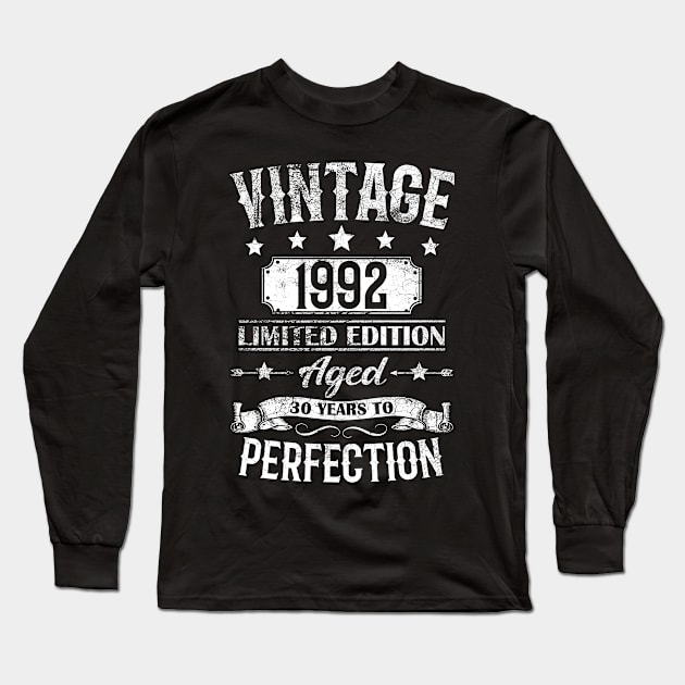 1992 Vintage Birthday Gift Tee Retro Style Long Sleeve T-Shirt by FNO